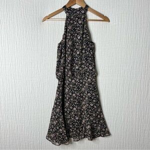 Olivaceous sleeveless mini dress with flared hem size S black/pink/green floral